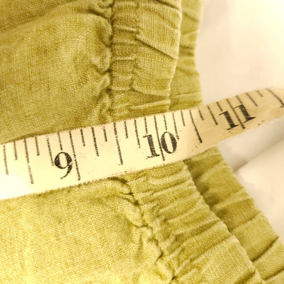 J Jill Womens XSp Petite Yellowish Green 100% Linen Stretch Pull On Ankle Pants - Picture 6 of 7